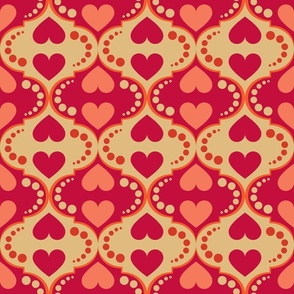 Heart Valentine Ogee - Crimson Red Gold Delicious Orange