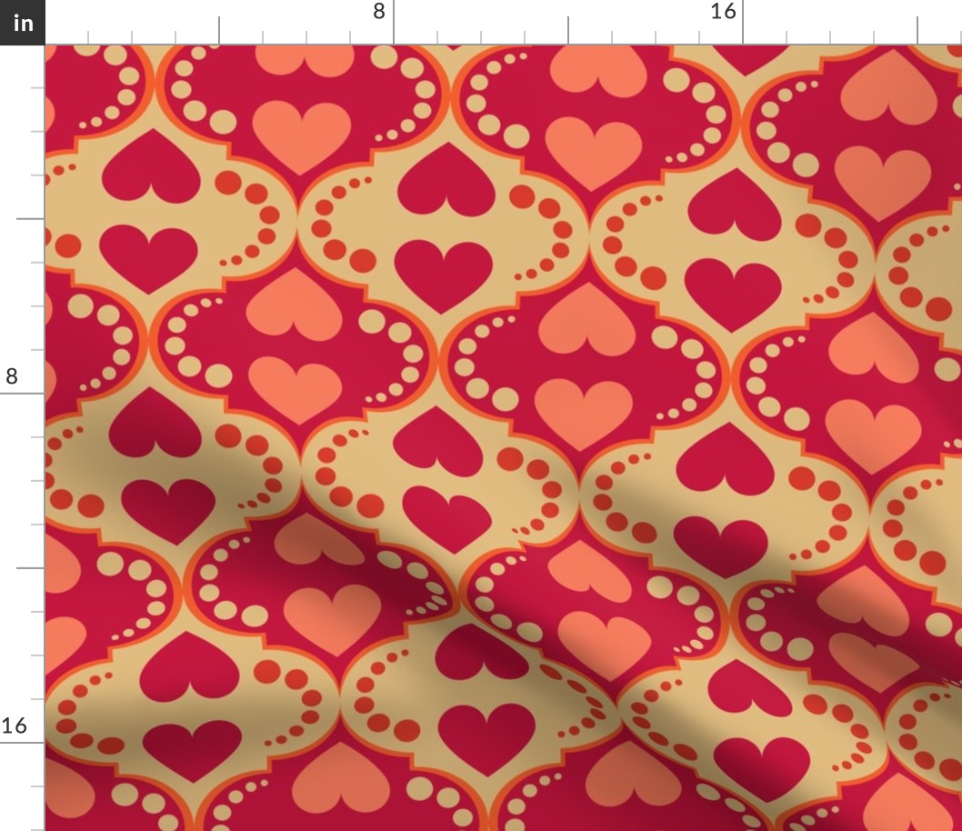 Heart Valentine Ogee - Crimson Red Gold Delicious Orange