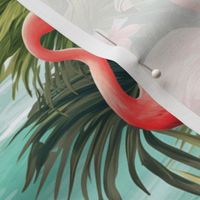 A Flamboyance of flamingos in a Tropical Paradise