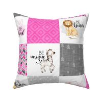 Safari/Zoo//Hot Pink - Wholecloth Cheater Quilt 