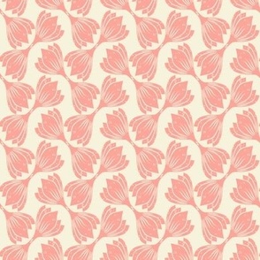 (small 2x2) Crocus Weave / Salmon Pink on Off-White / coordinate for Crocus Garden / see collections
