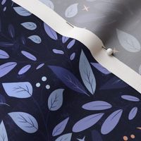 Gothic leaves and moons in dark purple  - Regular scale