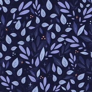 Gothic leaves and stars in dark purple (regular scale)