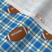 Smaller Scale Team Spirit Football Plaid in Los Angeles Chargers Colors Powder Blue and Yellow Gold