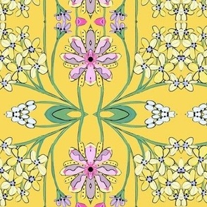 spring floral grid on yellow