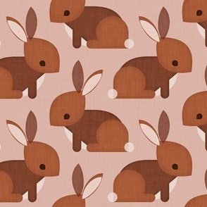 Cute bunnies in brown on taupe