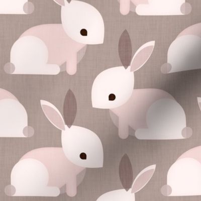 Cute bunnies - white and taupe