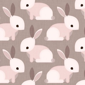 Cute bunnies - white and taupe