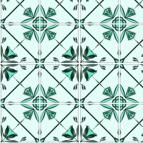 Emerald Kaleidoscope: Symmetrical Green Botanicals - Crisp Geometric Design