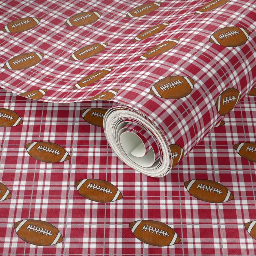 Smaller Scale Team Spirit Football Plaid in Atlanta Falcons Red and Silver