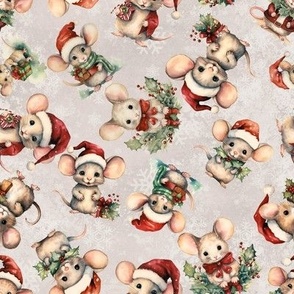 Christmas Mice Mouse Holiday Mice Merry Mice textured background gray