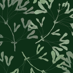 maple seeds in green pattern