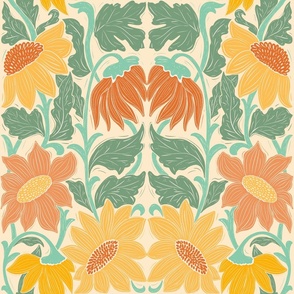 Sunnyblossom Sumflowers - block print style vibrant florals