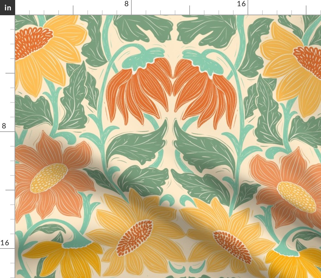 Sunnyblossom Sumflowers - block print style vibrant florals
