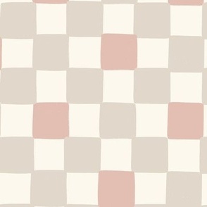 Hand Drawn Imperfect Geometric Checkers in Dusty Pink + Beige
