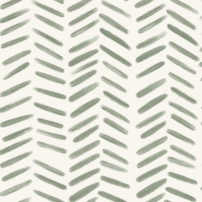 Boho Chevron Herringbone, Minimalist Style in Sage Green + Off White