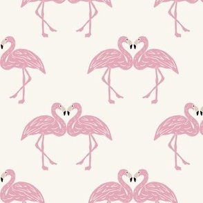 Tropical Pink Flamingo Lovebirds in Dusty Pink + Off White