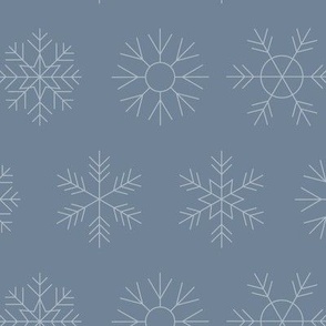 Geometric Snowflakes Symbols Denim Blue