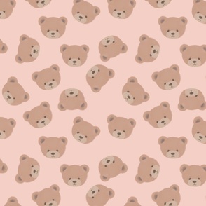 Bears on Millennial Pink, Teddy Bears, Bear Fabric, Nursery Fabric, Nursery, Baby, Vintage Bear, Baby Shower, Brown Bear, Teddy
