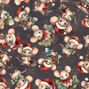 Christmas Mice Mouse Holiday Mice Merry Mice textured background matte black