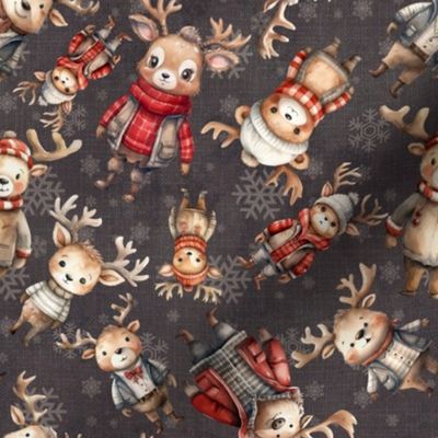 Christmas Reindeer santas reindeer sweater textured background  matte black