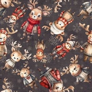 Christmas Reindeer santas reindeer sweater textured background  matte black