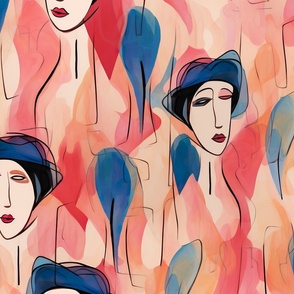 Jumbo Whimsical Faces in Watercolor Hues