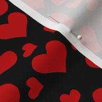 Red Hearts Valentine | Medium Version | cute, red hearts on a black background