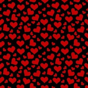 Red hearts Valentine | Small Version | Cute, red hearts on a black background