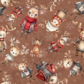 Christmas Reindeer santas reindeer sweater textured background burnt orange