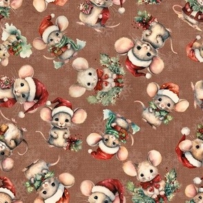 Christmas Mice Mouse Holiday Mice Merry Mice textured background warm brown