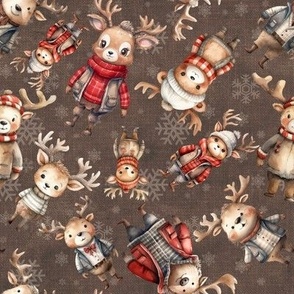 Christmas Reindeer santas reindeer sweater textured background  warm brown