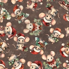 Christmas Mice Mouse Holiday Mice Merry Mice textured background burnt orange