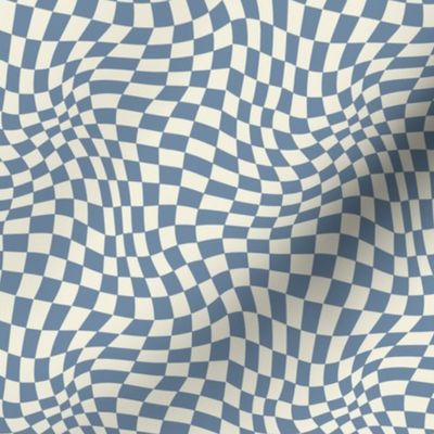 Wavy Elemental Blue Checkerboard Optical Pattern