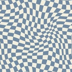 Wavy Elemental Blue Checkerboard Optical Pattern