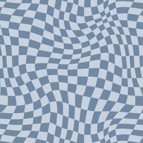  Wavy Navy Blue Checkerboard Optical Pattern