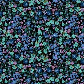 Luaral Ditsy Floral Black BLuegreen SMALL