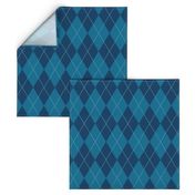 Classic Argyle Prussian Blue Medium 4in