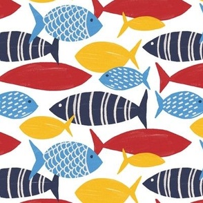 Fish In The Sea White Nautical Multi Regular