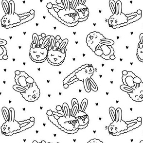Bunny Slippers: Black Outlines (Medium Scale)
