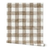 Alexandria Beige Brown Watercolor Gingham - Large Scale - Buffalo Plaid Checkers Historical Tan