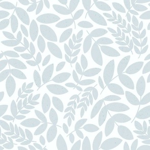 Lullaby Leaves - Medium - Blue, Soft, Flowing, Peony, Zinnia, Leaves, Garden, Florals, Flowers, Grey