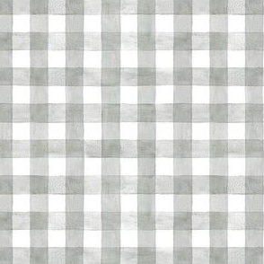Coventry Gray Watercolor Gingham - Ditsy Scale - Buffalo Plaid Checkers Historical Grey
