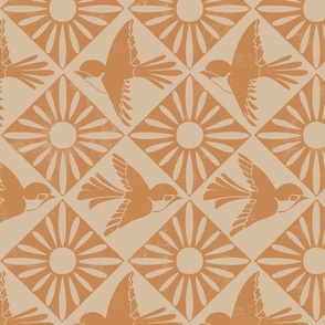 Birds by the Sun | Tan and Beige