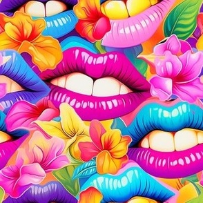 Funky Neon Juicy Lips