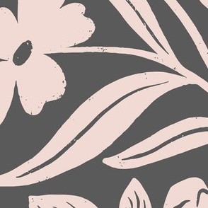 Ontario Wildflowers in Dark Gray in a Canadian Meadow  | Medium Version | Bohemian Style Pattern in the Woodlands