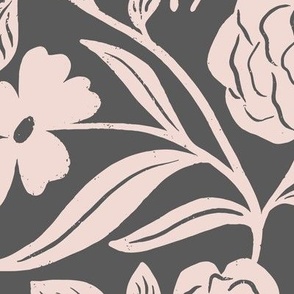 Ontario Wildflowers in Dark Gray in a Canadian Meadow  | Small Version | Bohemian Style Pattern in the Woodlands