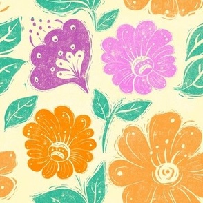 Boho Block print floral pattern