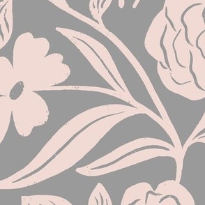 Ontario Wildflowers in Light Gray in a Canadian Meadow  | Small Version | Bohemian Style Pattern in the Woodlands