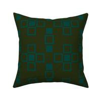 Nested geometry of layered green squares on dark green